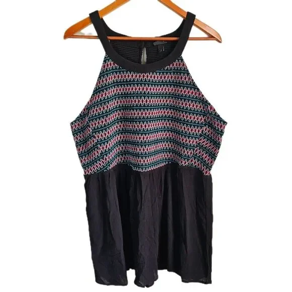 Torrid Black Smocked Babydoll Halter Top Women's 2X Dark Cottagecore Flattering - Picture 2 of 10